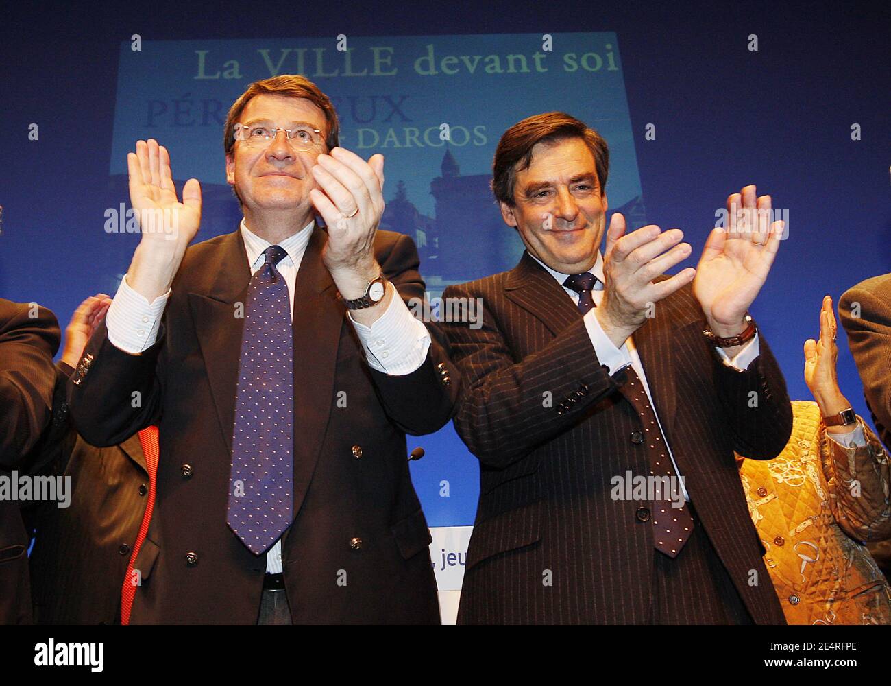 Francois Fillon attends a rally to support Xavier Darcos for the upcoming mayoral election in Perigueux, France, on March 13, 2008. Photo by Patrick Bernard/ABACAPRESS.COM Stock Photo