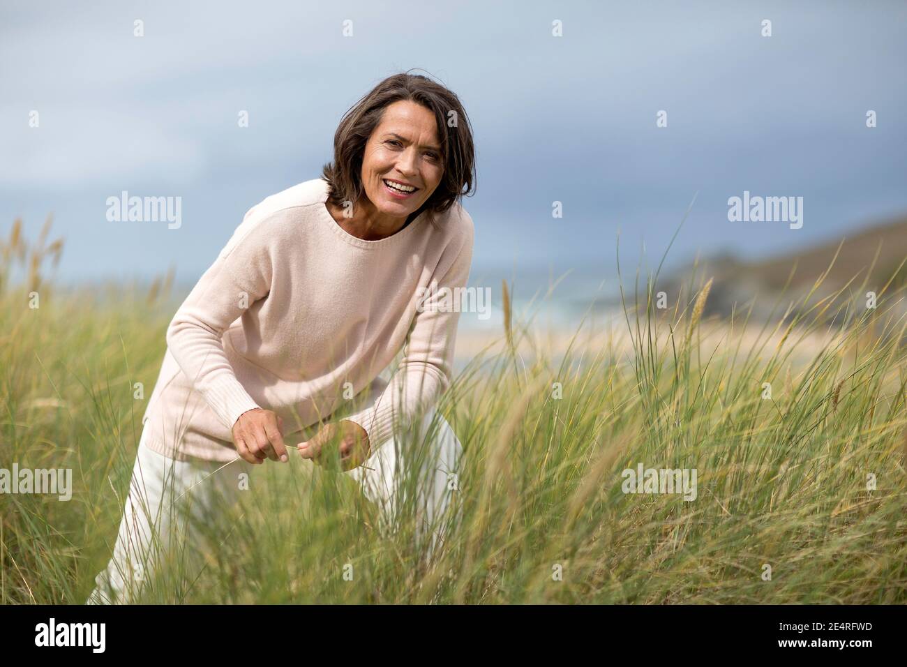 GREAT BRITAIN/England /Cornwall/ Crantock Beach/Rosamunde Pilcher/ Ulrike Folkerts is a German actress. Stock Photo