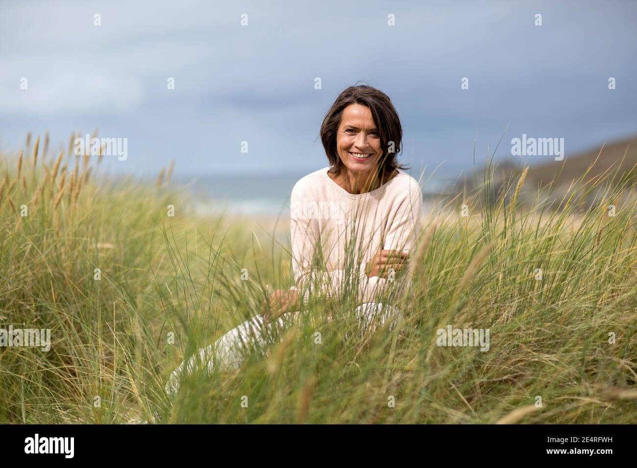 GREAT BRITAIN/England /Cornwall/ Crantock Beach/Rosamunde Pilcher/ Ulrike Folkerts is a German actress. Stock Photo
