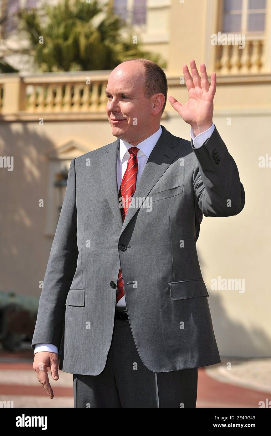 Prince Albert II of Monaco waves the crowd during his 50th Birthday