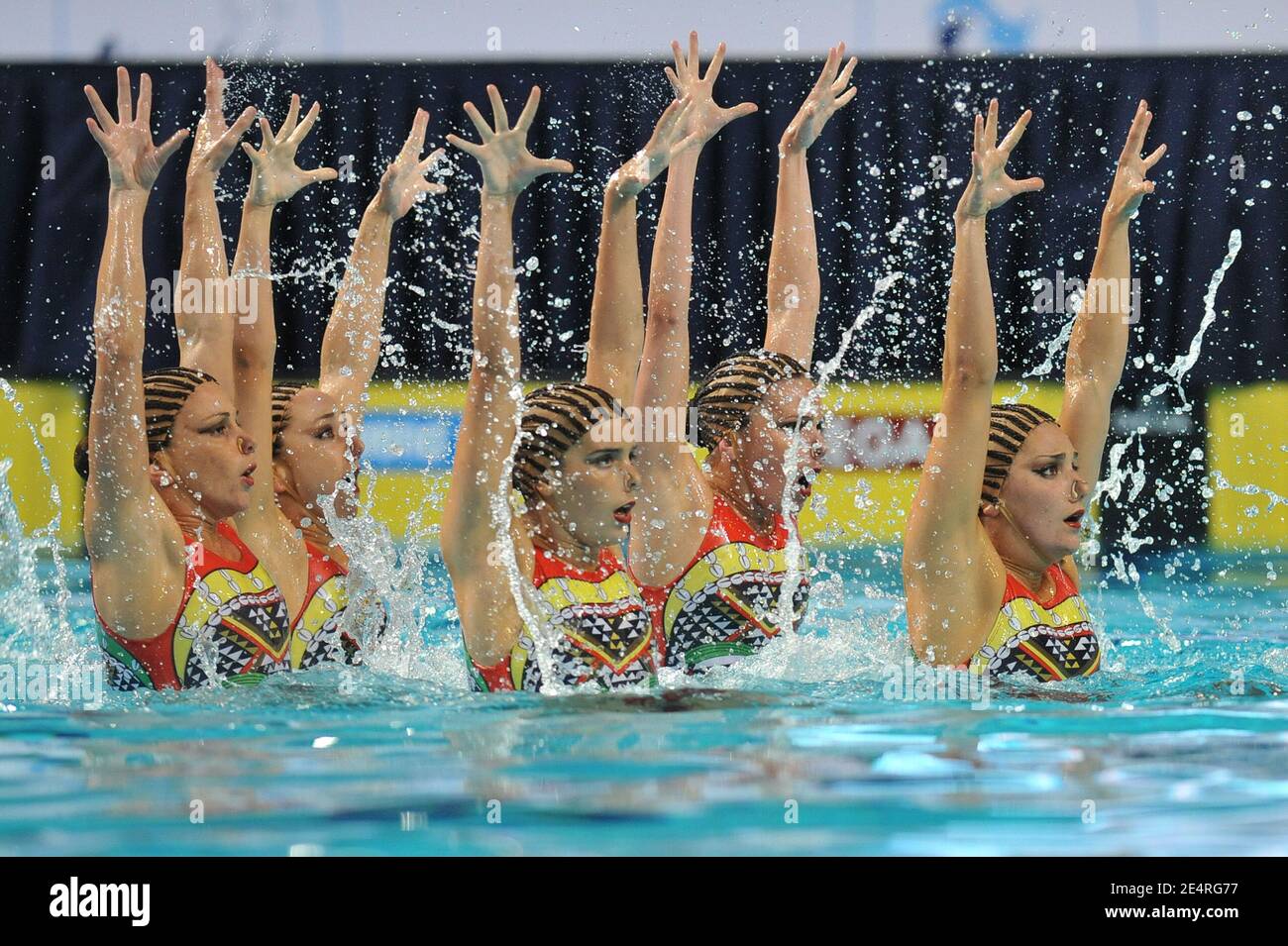 Team of Spain competes on team free routine preliminary synchonised
