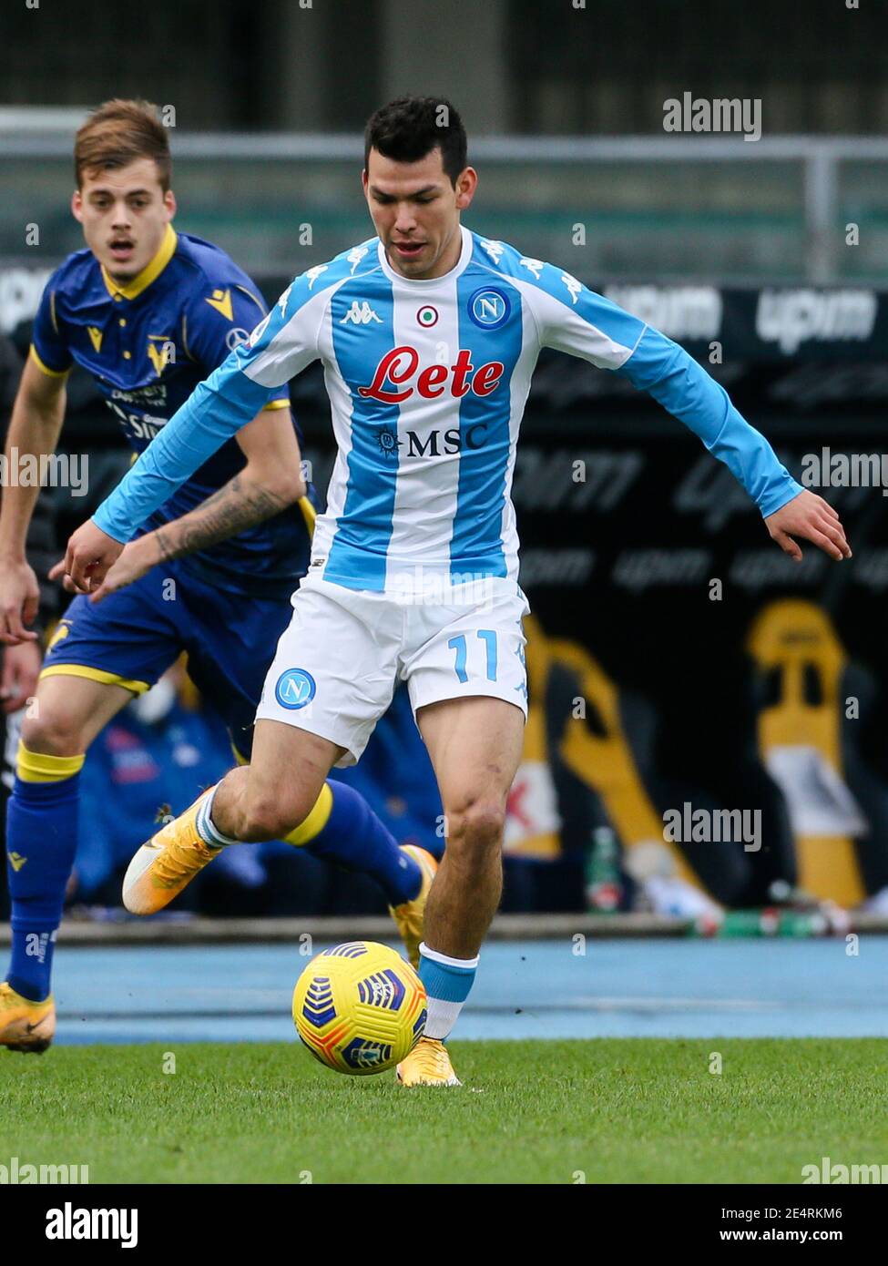 VERONA, ITALY - JANUARY 24: Hirving Lozano of Napoli during the Serie A match between Hellas Verona FC and SSC Napoli at Stadio Marcantonio Bentegodi Stock Photo