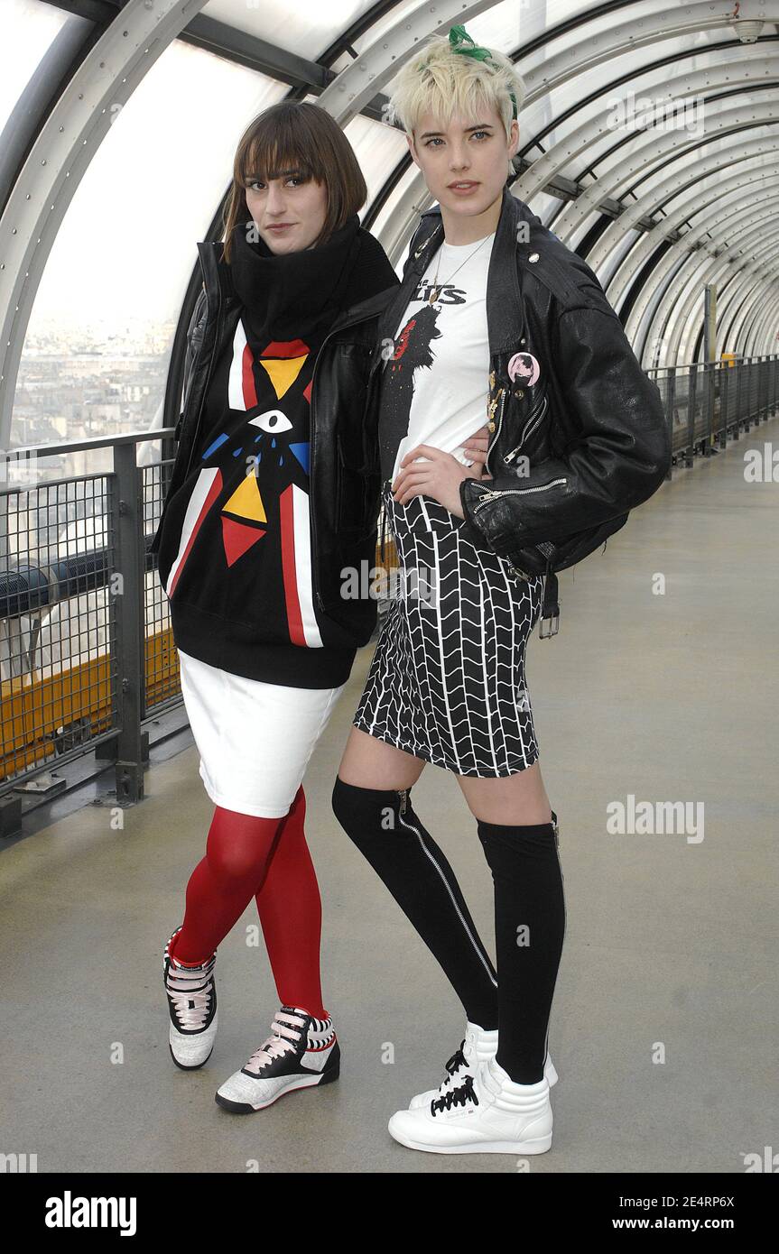 British Model Agyness Deyn and French Singer Yelle news ambassadors of  Reebok Freestyle Cities pose at