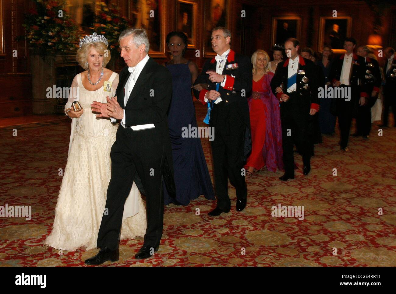 Duchess of Cornwall, French Junior Minister Rama Yade, Prince Edward the  Earl of Wessex, Princess Margaret and French Foreign Minister Bernard  Kouchner arrive at the state banquet at Windsor Castel, in Windsor,