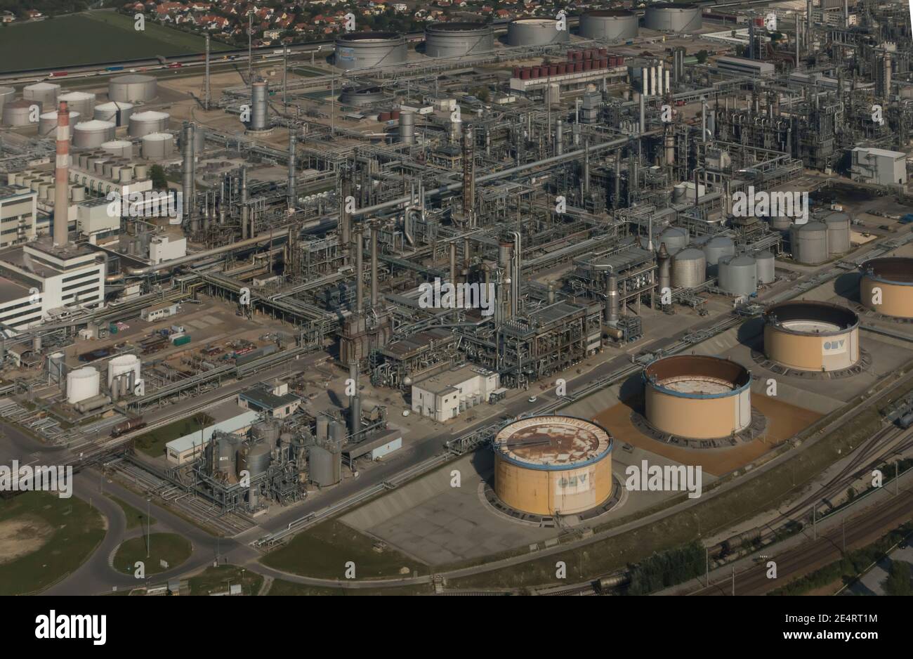 Petrochemical refinery from above Stock Photo