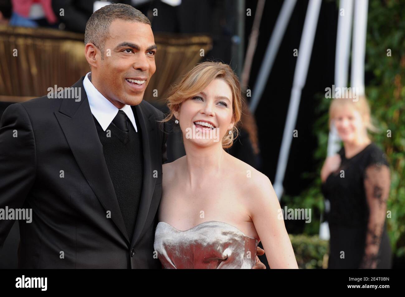 Chris Ivery and wife Ellen Pompeo attend the 14th Annual Screen Actors  Guild Awards held at the Shrine Auditorium in Los Angeles, CA, USA on  January 27, 2008. (Pictured: Ellen Pompeo, Chris