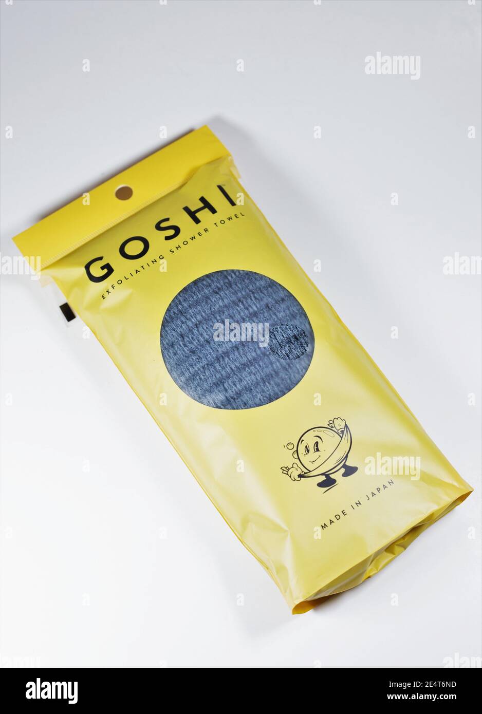 Goshi Japanese exfoliating towel on a white background. Stock Photo