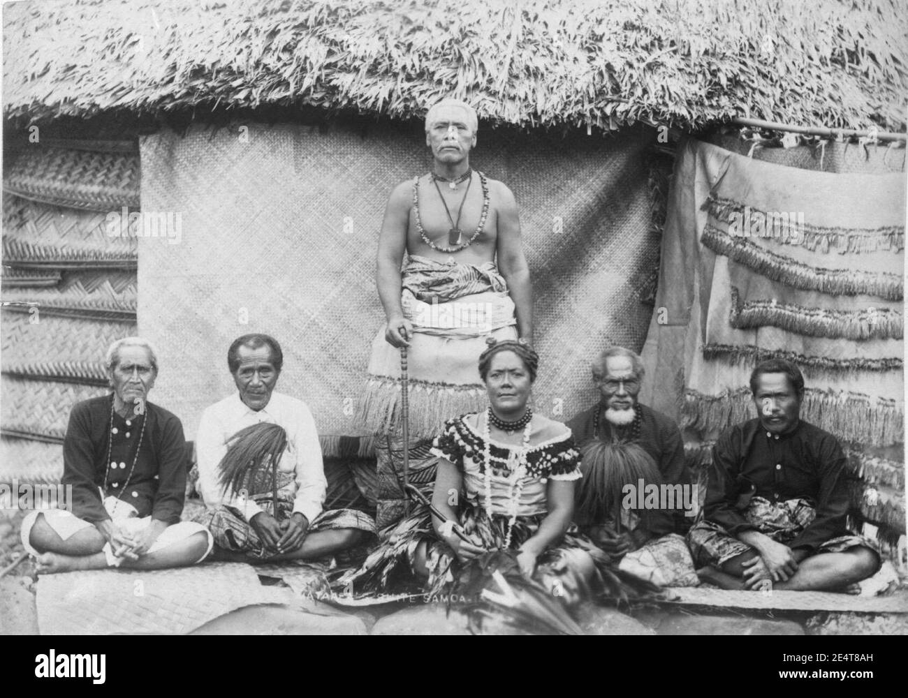 Mata'afa Iosefa, his wife, and principal chiefs, photographed at Malie ...