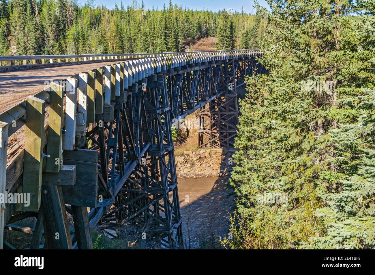 Canada, British Columbia, Old Alaska Highway, Kiskatinaw Curved Bridge built 1942-43 at Mile Marker 21 Stock Photo