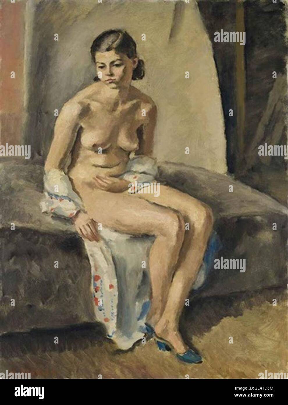 Maurice Asselin - Femme nue assise. Stock Photo