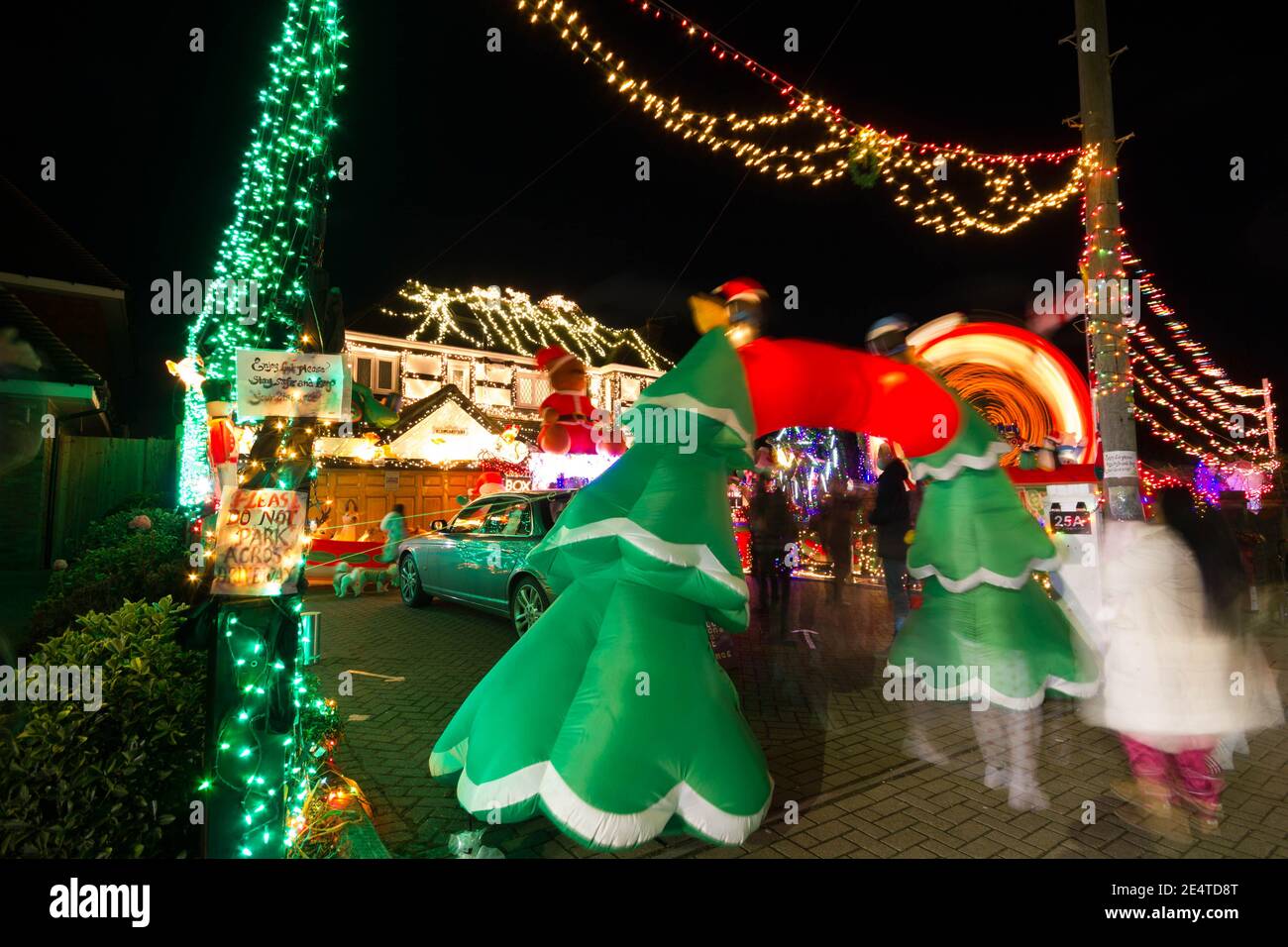 Christmas lights show outside a house in Bromley London Stock Photo Alamy