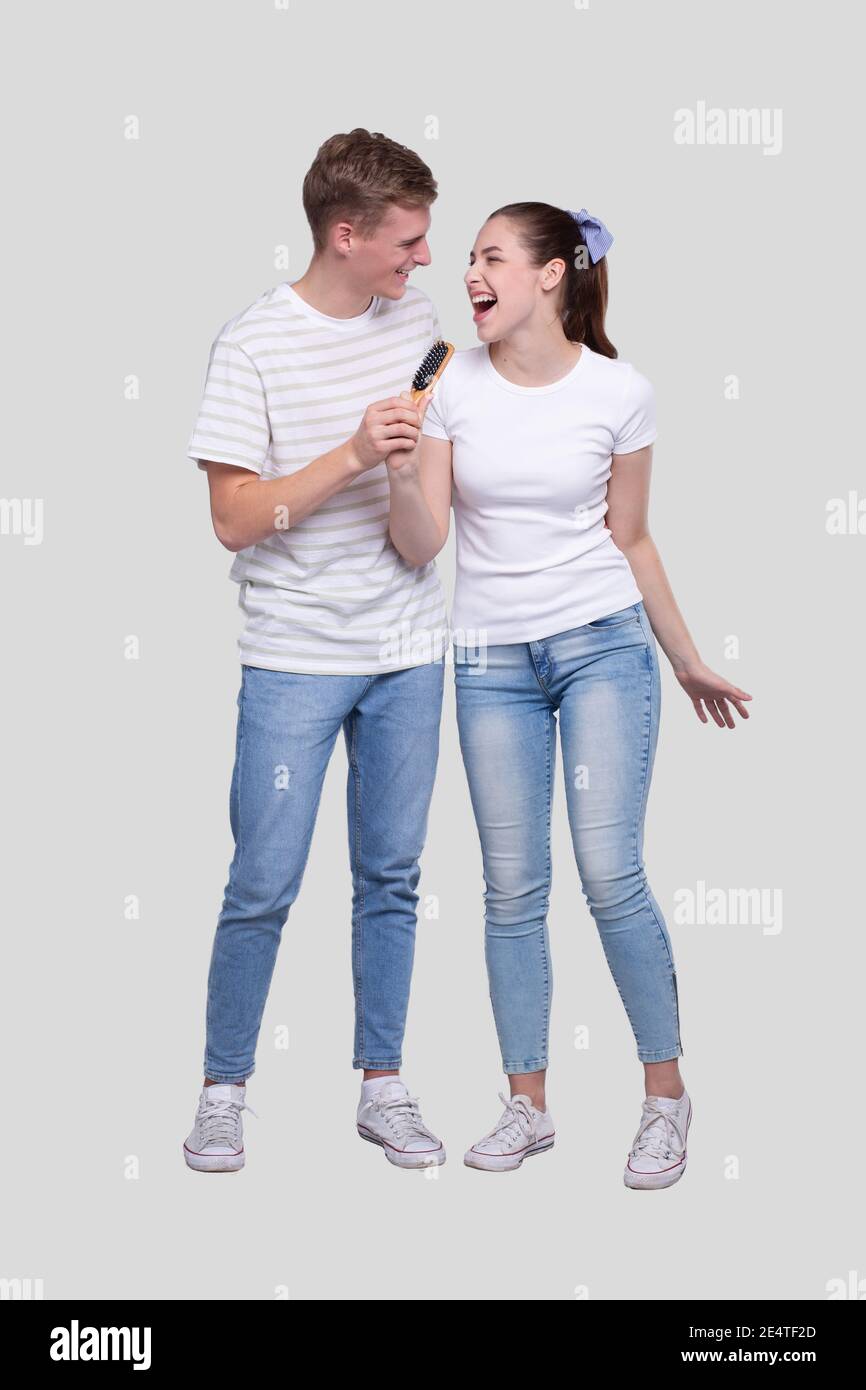 Singing hairbrush young woman hi-res stock photography and images - Alamy