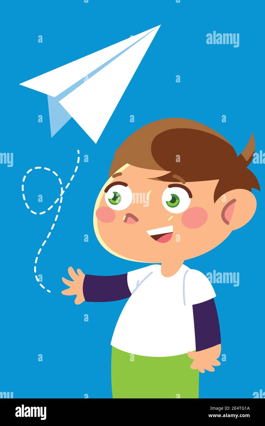 Little boy playing toy airplane Stock Vector Images - Alamy