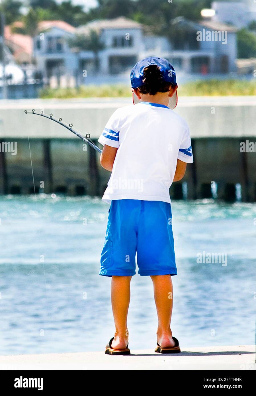 young boy fishing Stock Photo