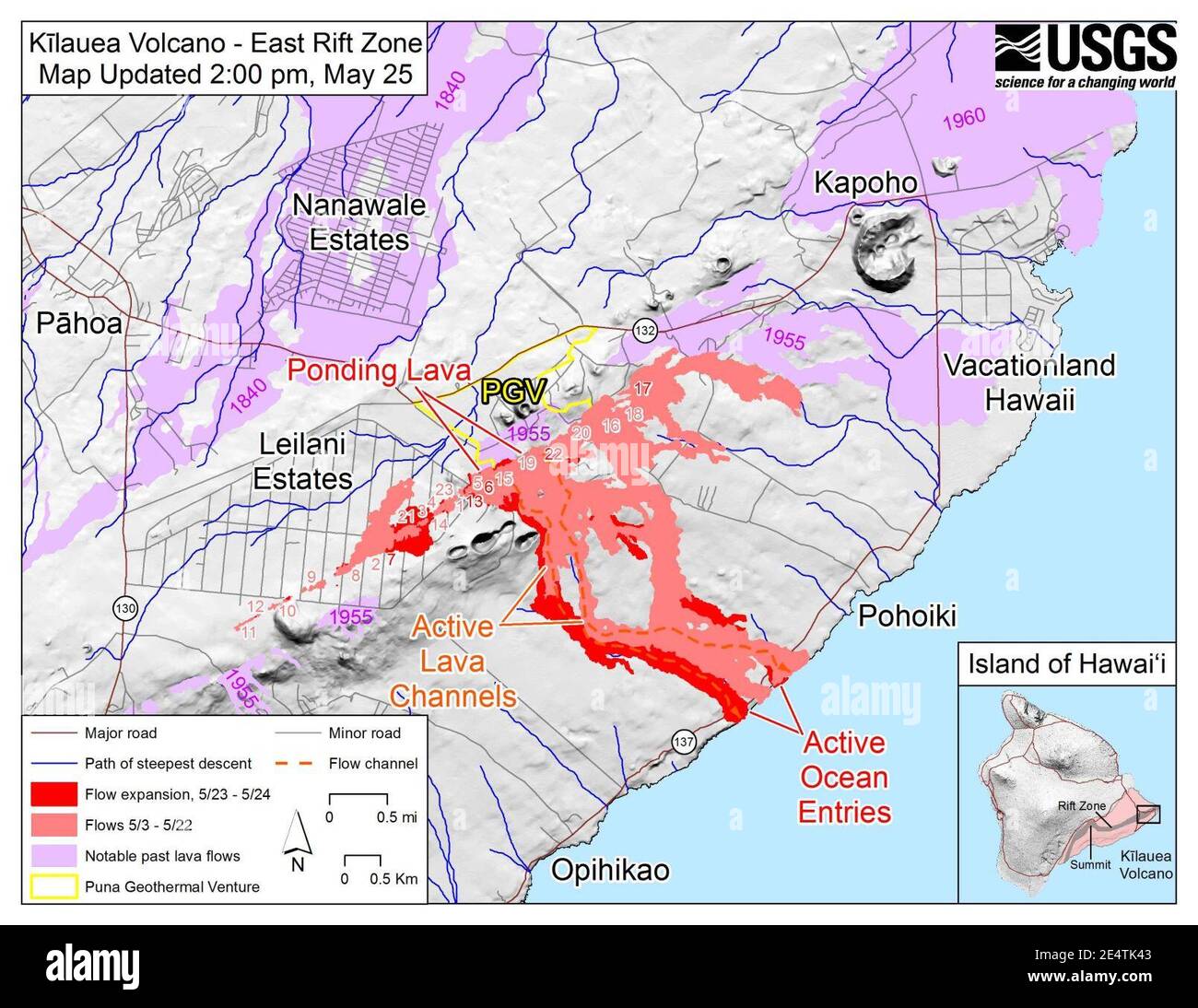 May 25 Kilauea map Stock Photo Alamy