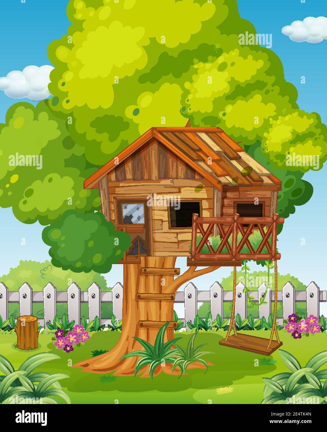 Tree house in the park scene illustration Stock Vector Image & Art - Alamy