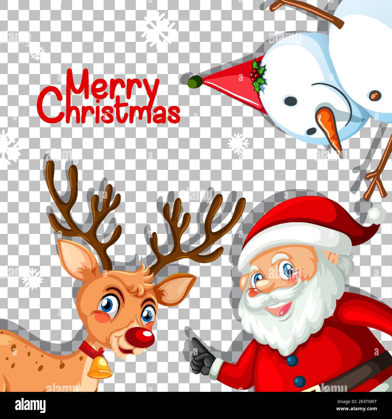 Merry Christmas font with reindeer and santa claus on transparent ...