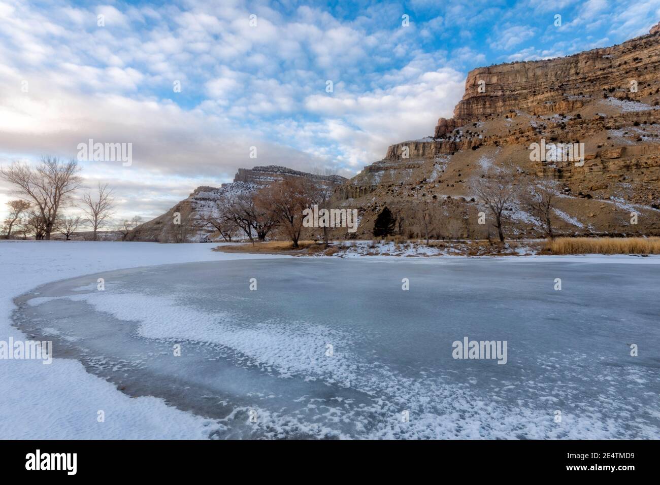 No people at James M. Robb Colorado State Park on a winter morning Stock Photo