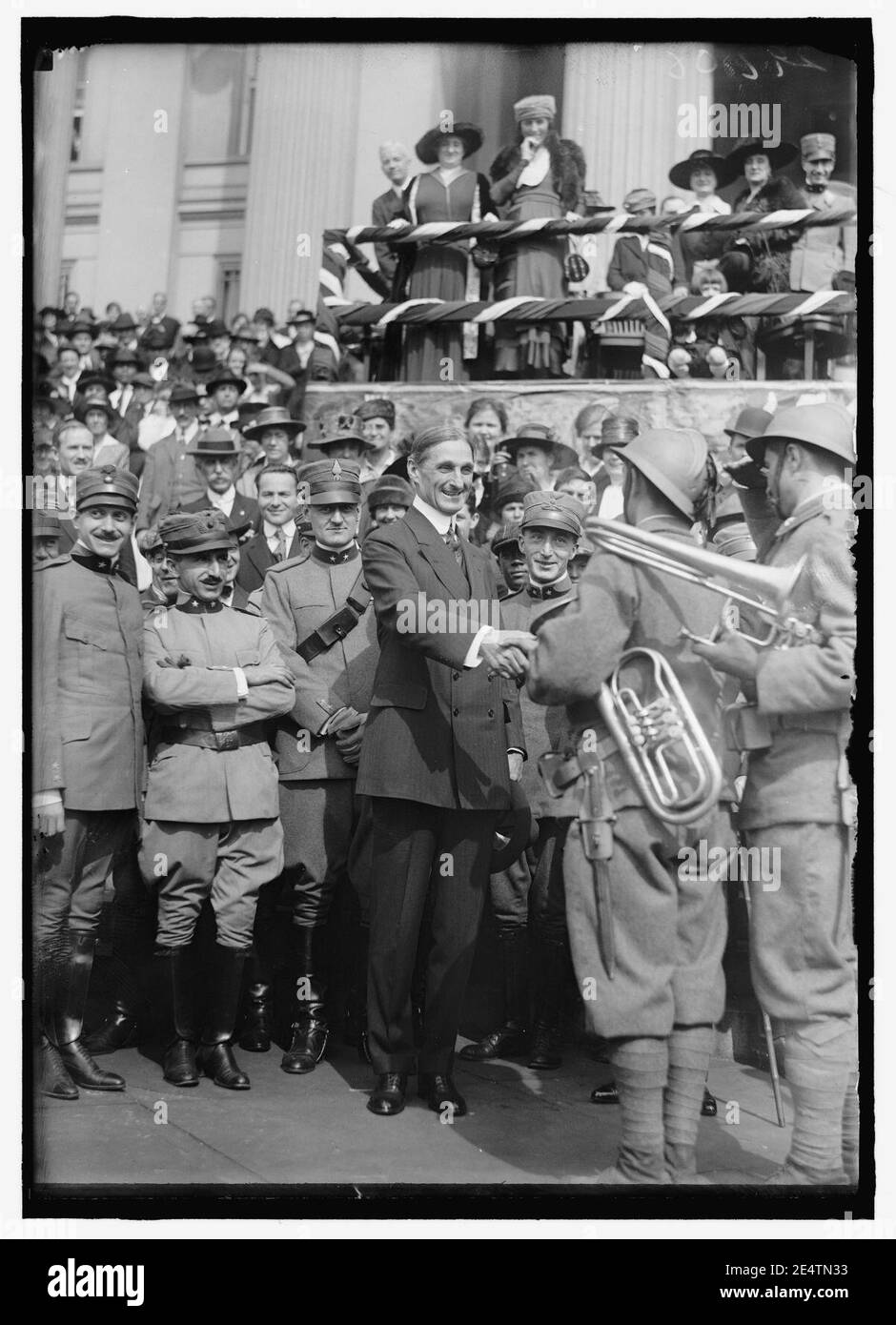 McADOO, WILLIAM GIBBS. SECRETARY OF THE TREASURY, 1913-1921. LIBERTY LOANS; WITH ITALIAN BAND AND AMBASSADOR MACCHIDE CELLERE Stock Photo