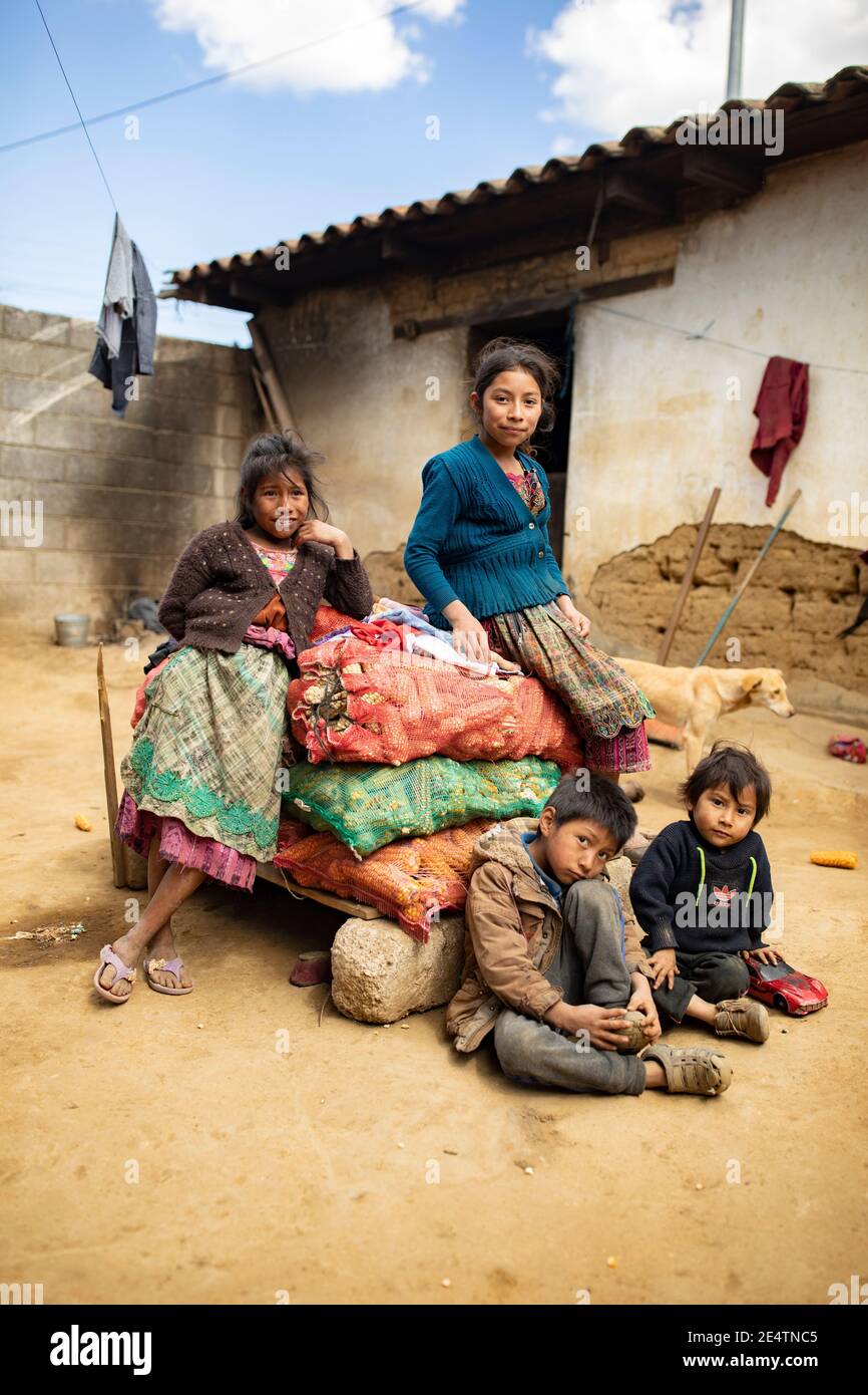 Portrait of children in Cantel, Guatemala, Central America. Stock Photo