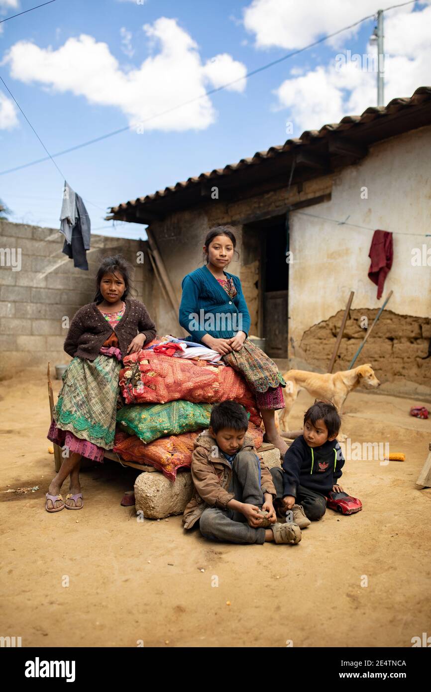 Portrait of children in Cantel, Guatemala, Central America. Stock Photo