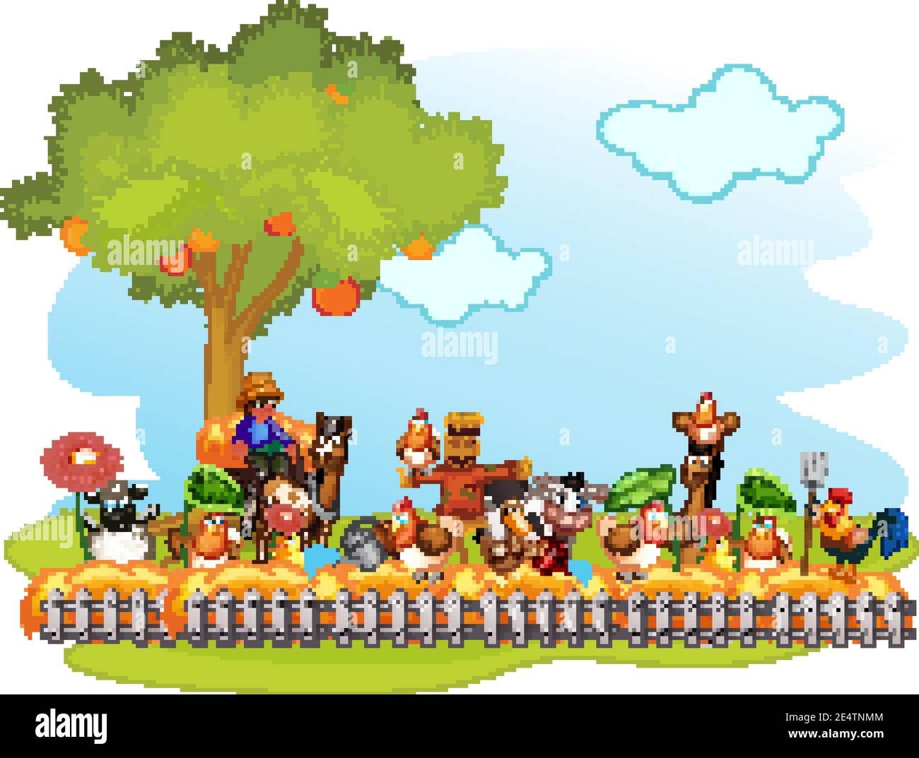 Happy animals at farm illustration Stock Vector Image & Art - Alamy