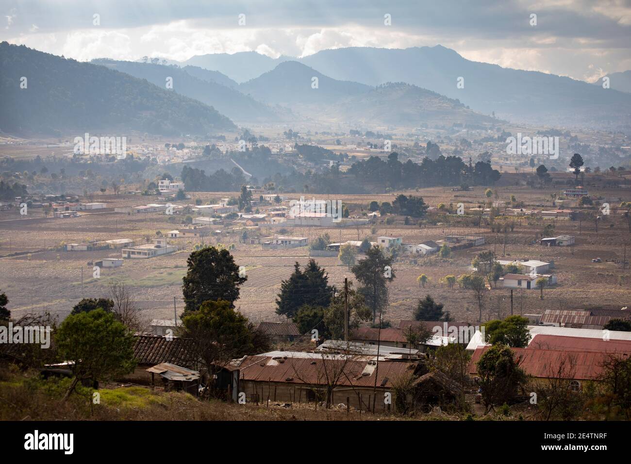Village scenery with mountains in Cantel, Guatemala, Central America. Stock Photo
