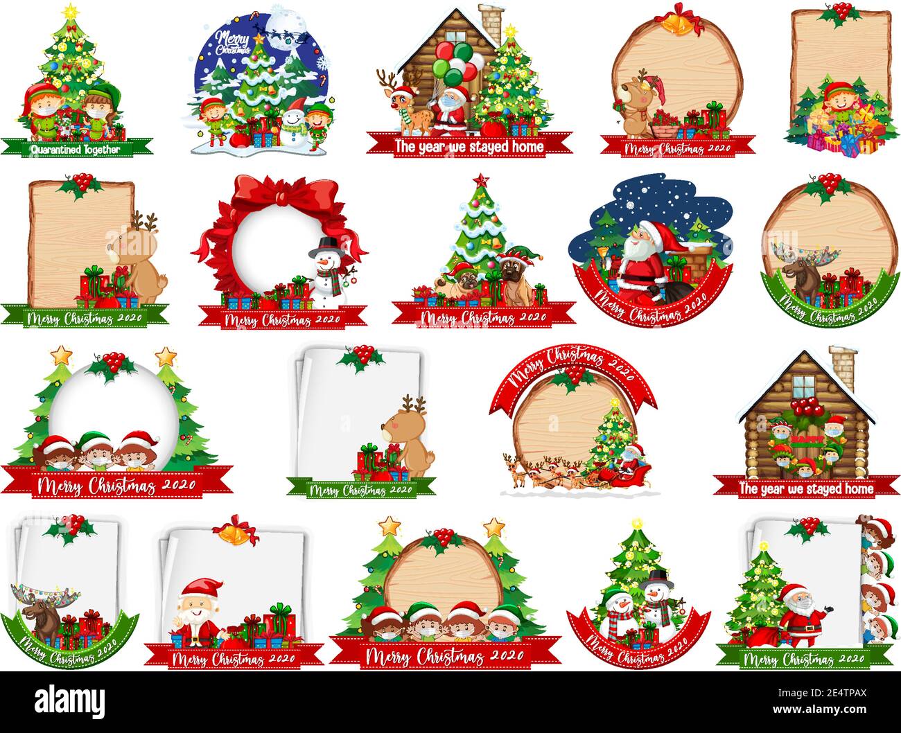 Set of blank Christmas card template isolated on white background ...