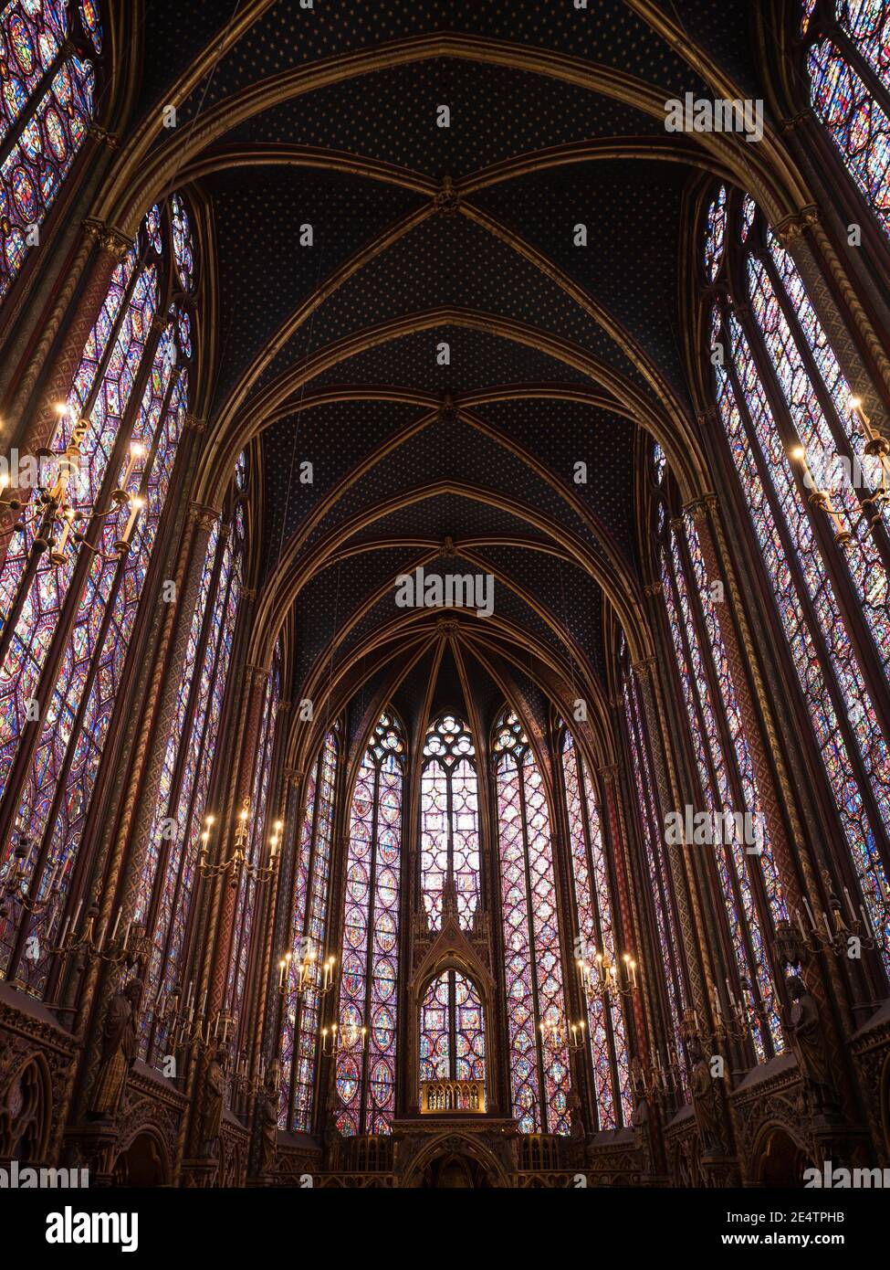 Interior nave ceiling gothic architecture of Sainte Chapelle royal ...