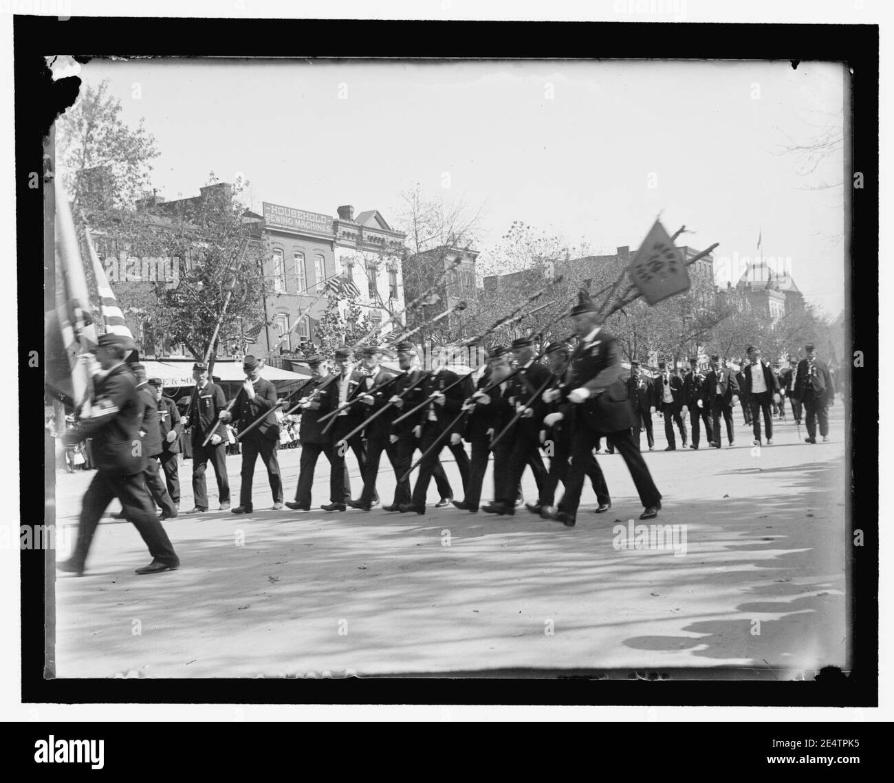 Meade Post of Phila, Pa., with tattered battle flags Stock Photo
