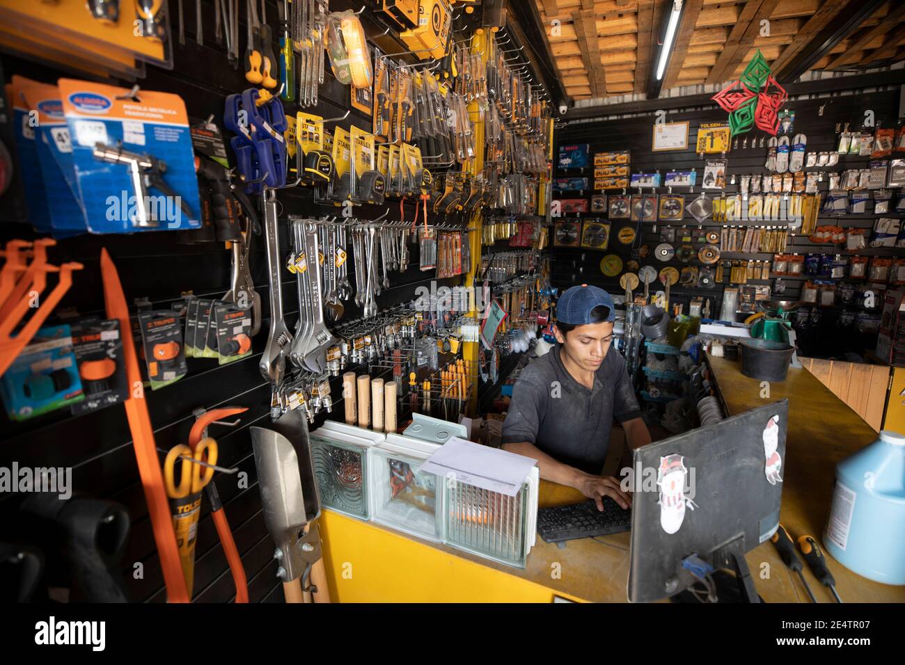 Hardware store in San Marcos la Laguna, Guatemala, Central America. Stock Photo