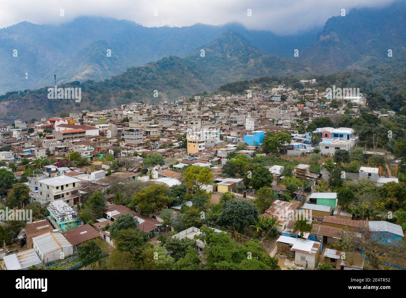 Aerial view of San Pablo la Laguna, Guatemala, Central America. Stock Photo