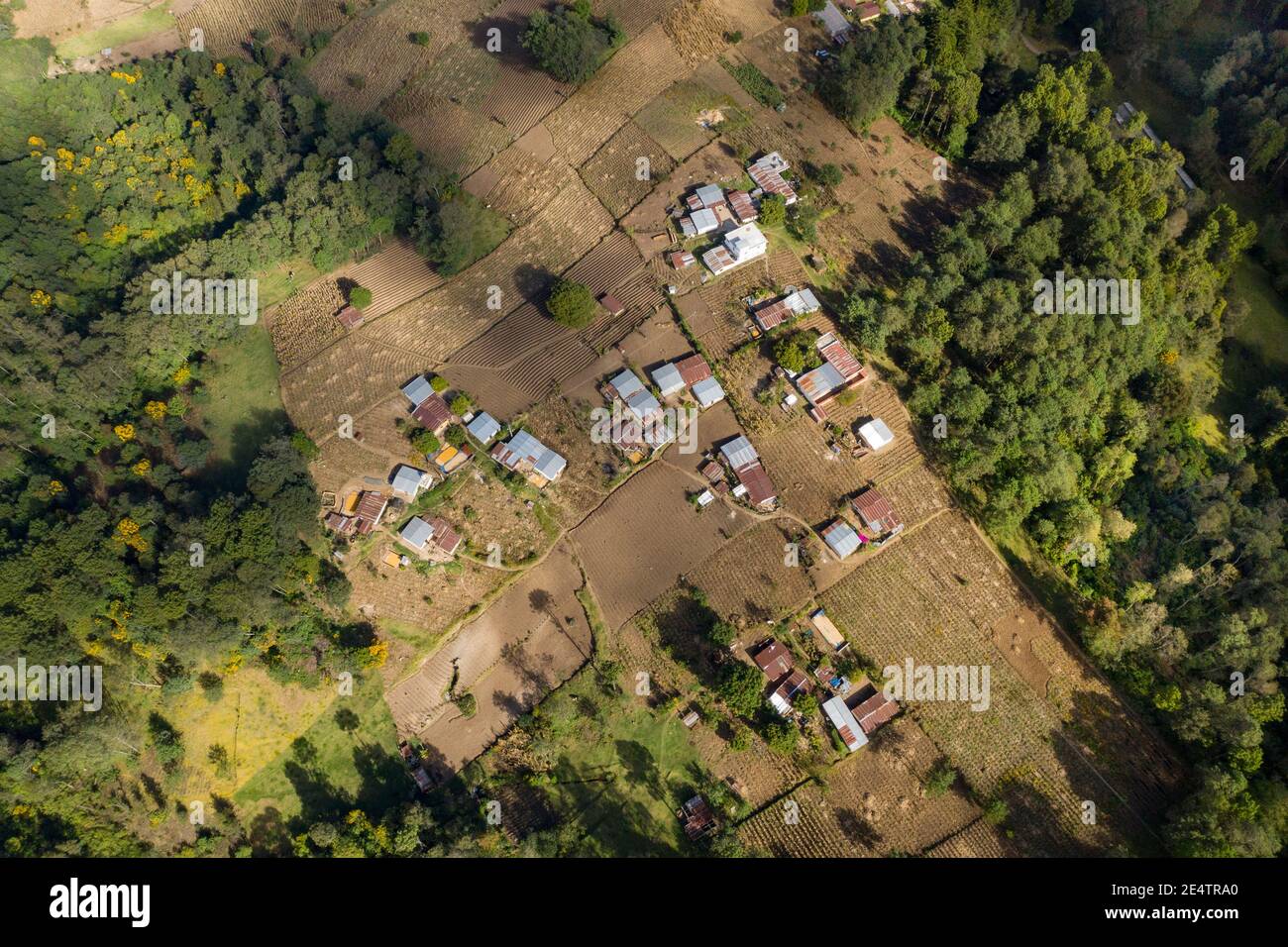 Aerial view of Western Highlands town in Guatemala, Central America. Stock Photo