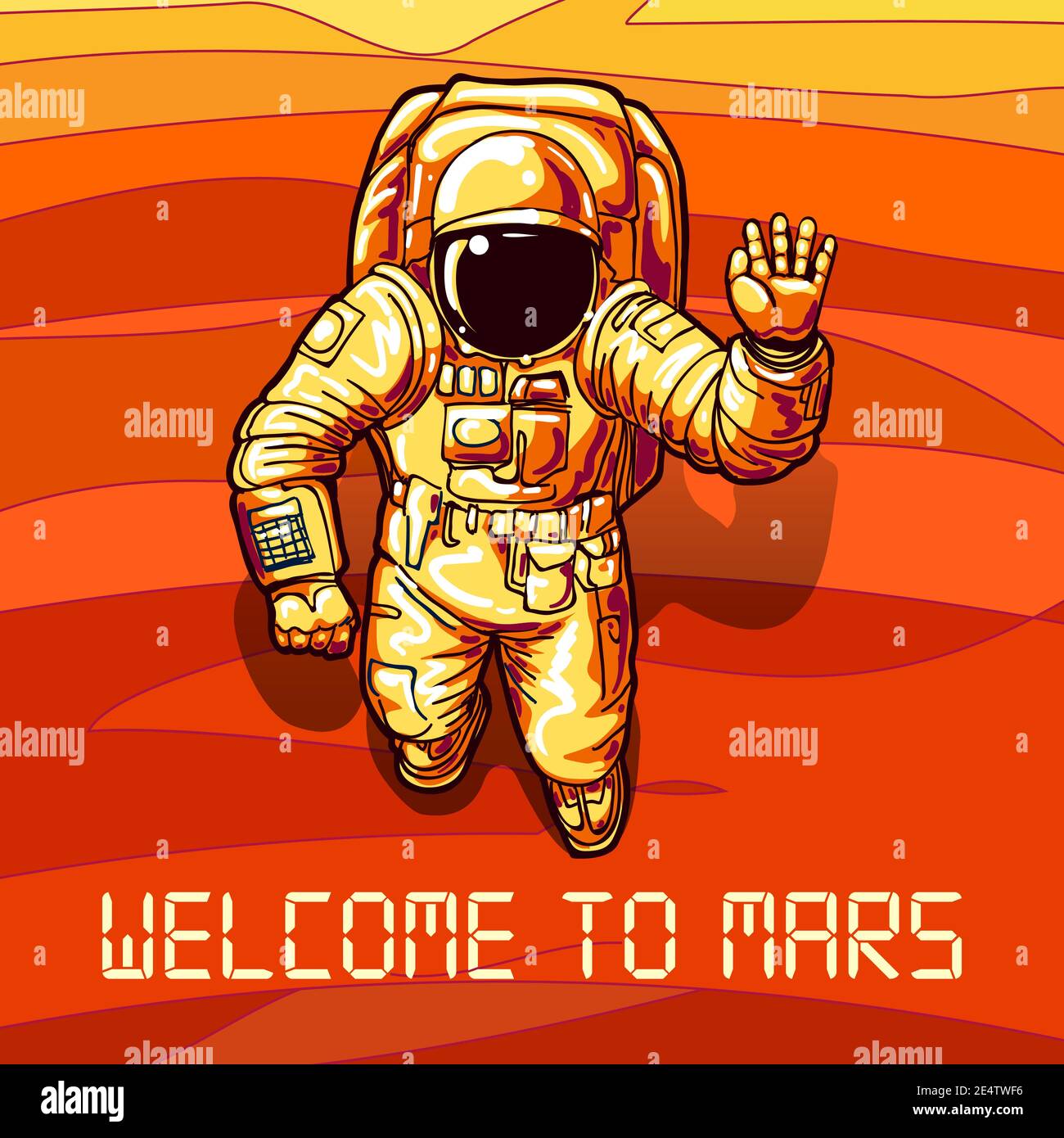 Astronaut on mars poster Stock Vector