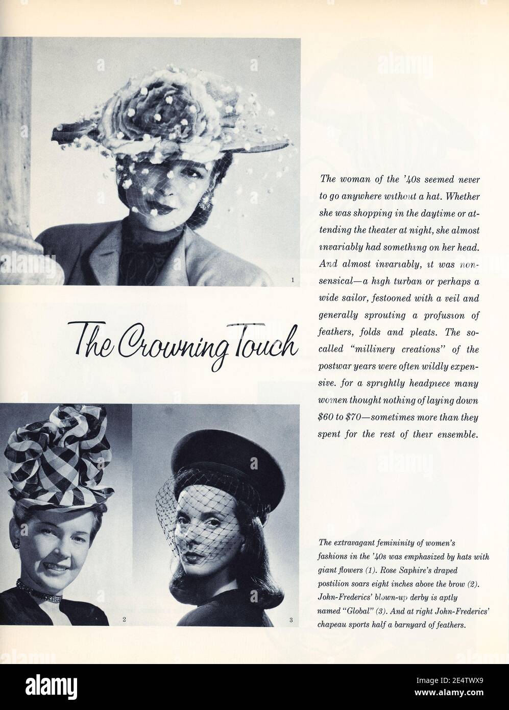 Women's fashion magazines showed new designs during and post WWII, USA  (1940s 'Life' magazine compilation) Stock Photo