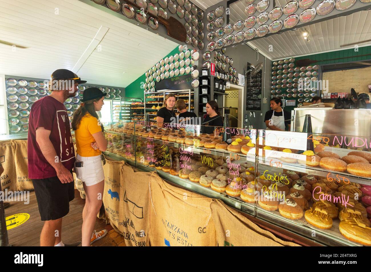 Customers buying donoughts at the popular Kenilworth Country Bakery