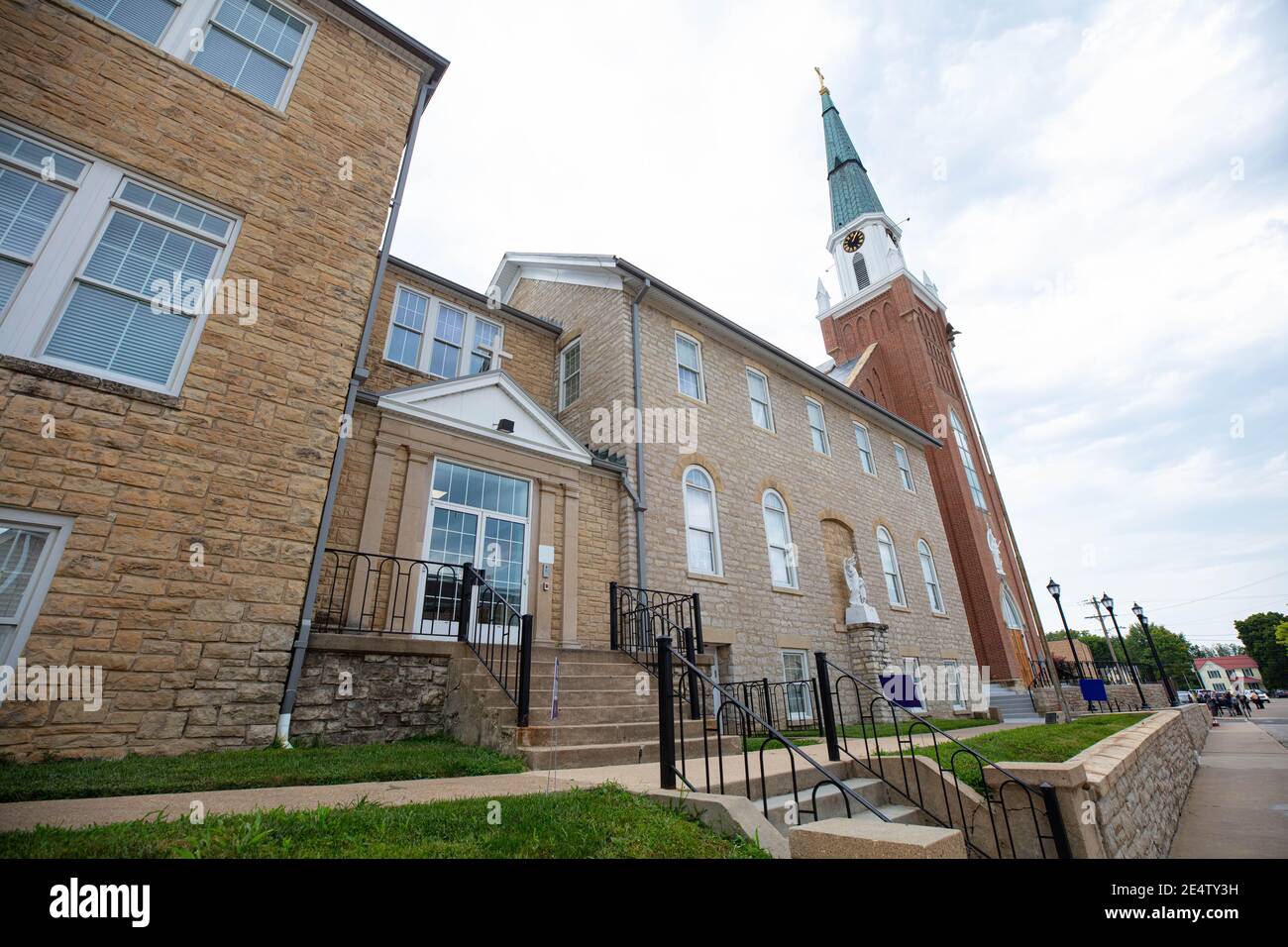 Old School building and Catholic Church in Ste. Genevieve, Missouri