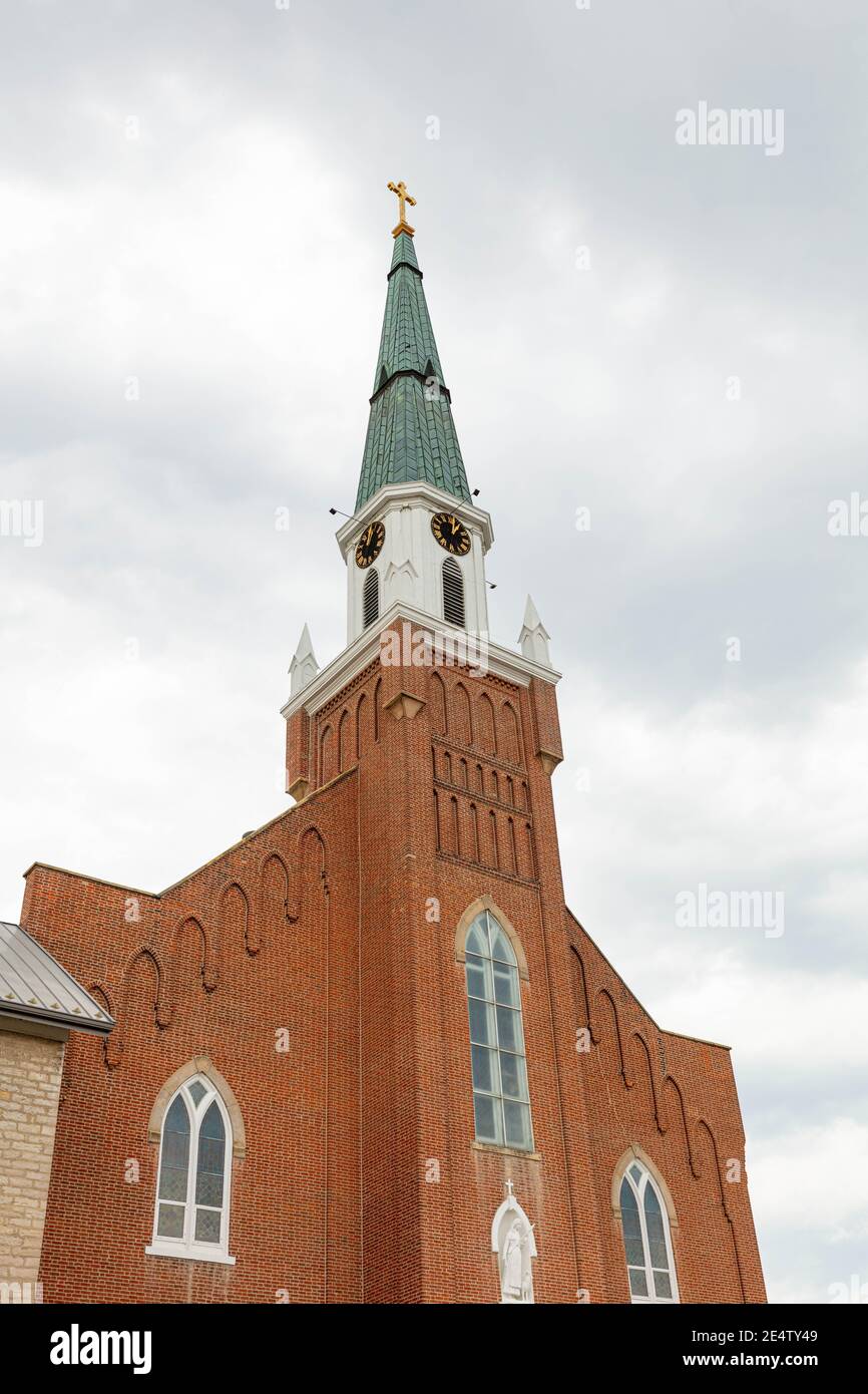 Historic Catholic Church at Ste. Genevieve, Missouri, USA Stock Photo