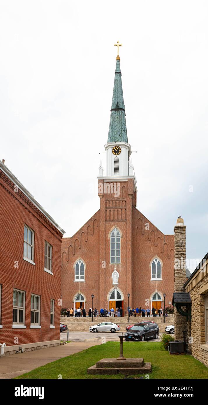 Historic Catholic Church at Ste. Genevieve, Missouri, USA Stock Photo