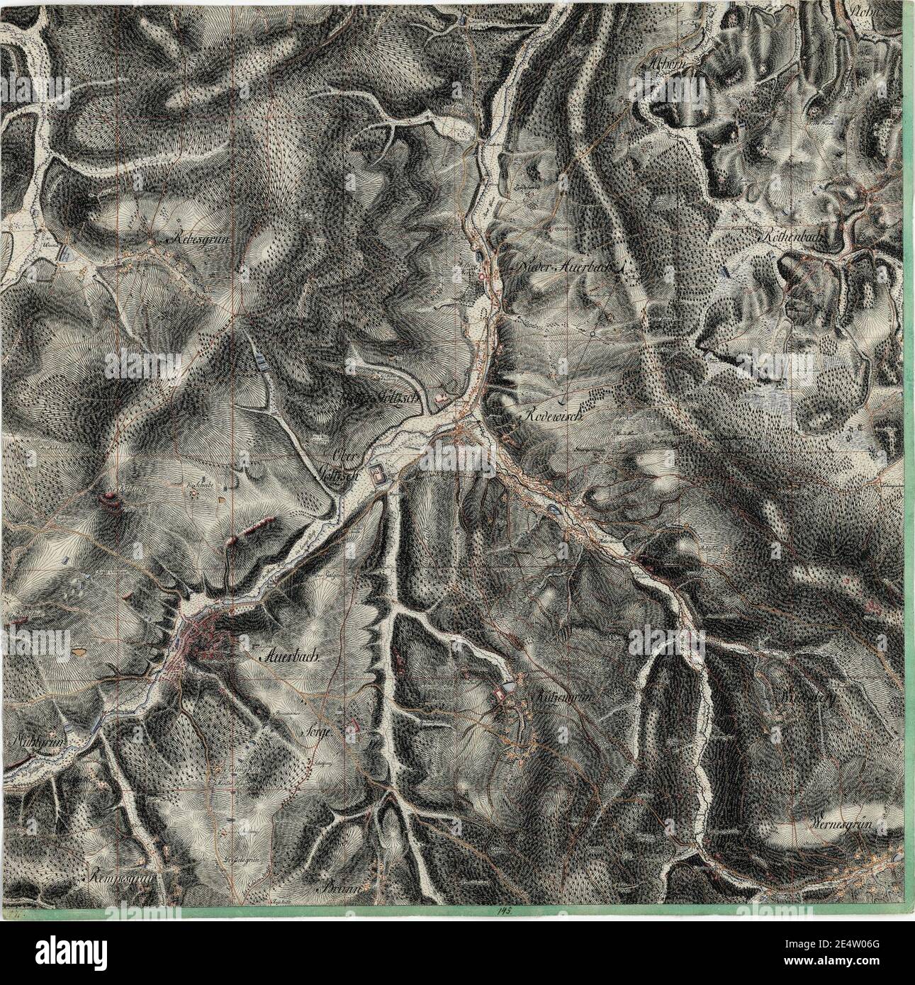 Meilenblatt B 171 Auerbach. Stock Photo