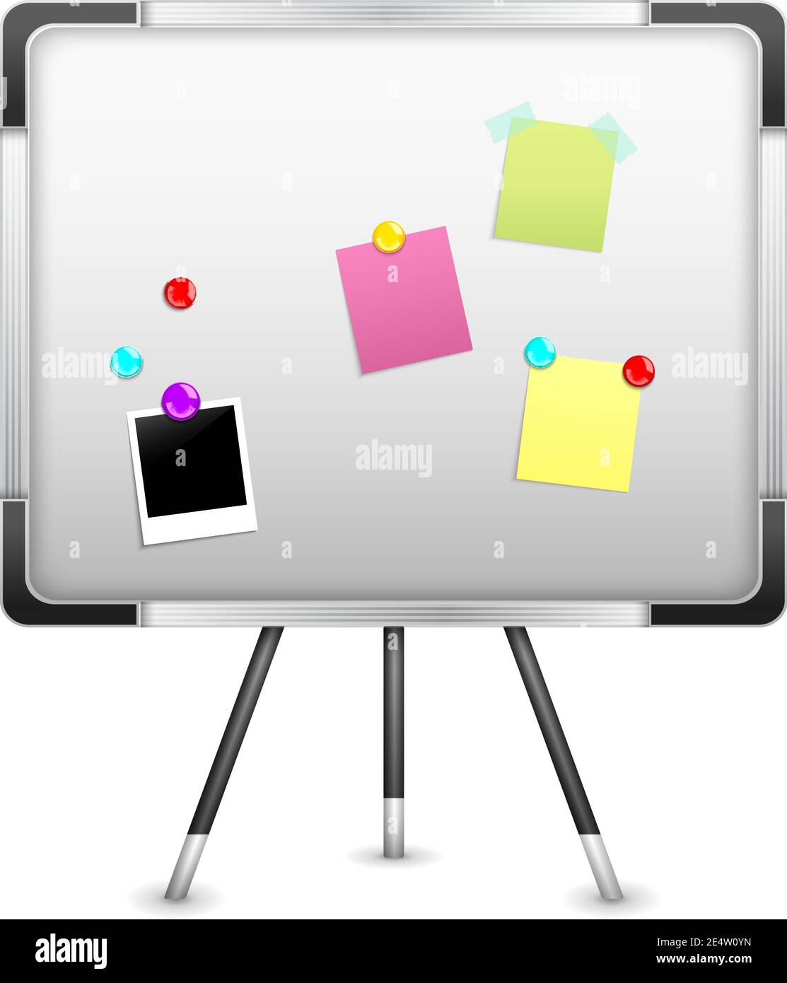 Board with sticker notice and isolated on white background