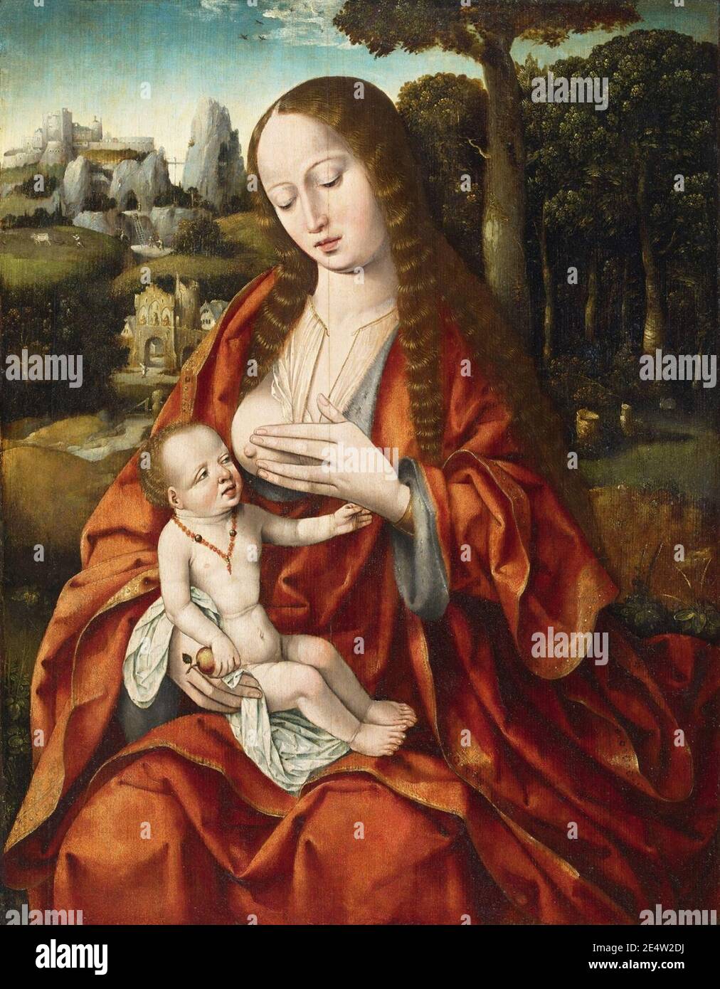 Meister des Heiligen Blutes Madonna mit Kind. Stock Photo