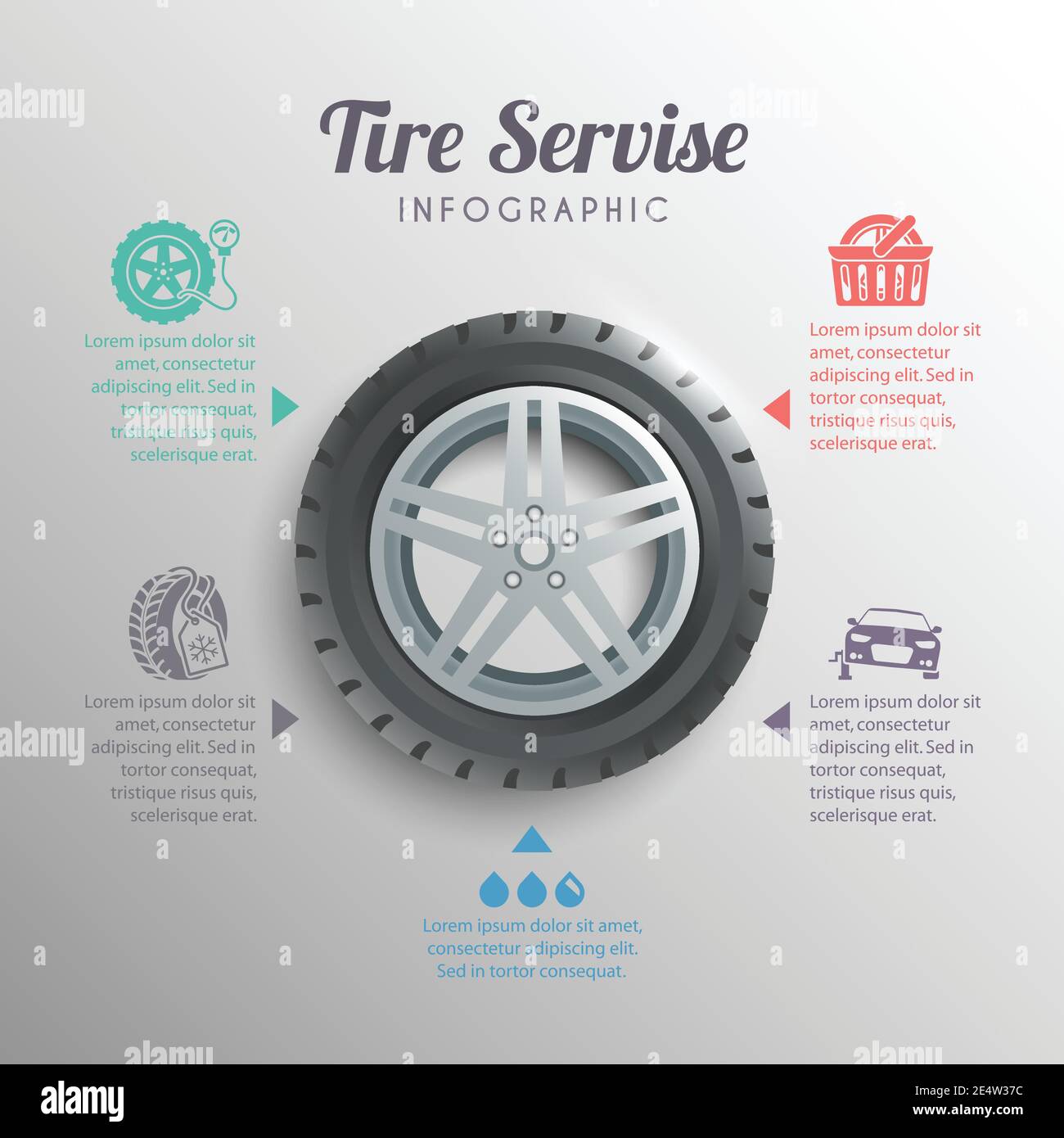 Tire service professional wheels installation service infographic elements set vector