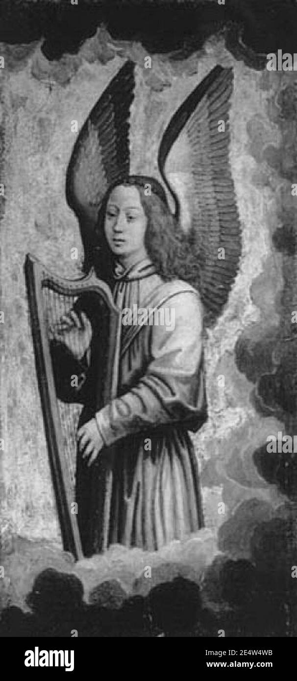 Memling copyist - Angel playing the harp NK3272. Stock Photo