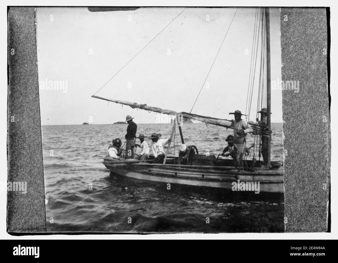 Men on boat Black and White Stock Photos & Images - Alamy