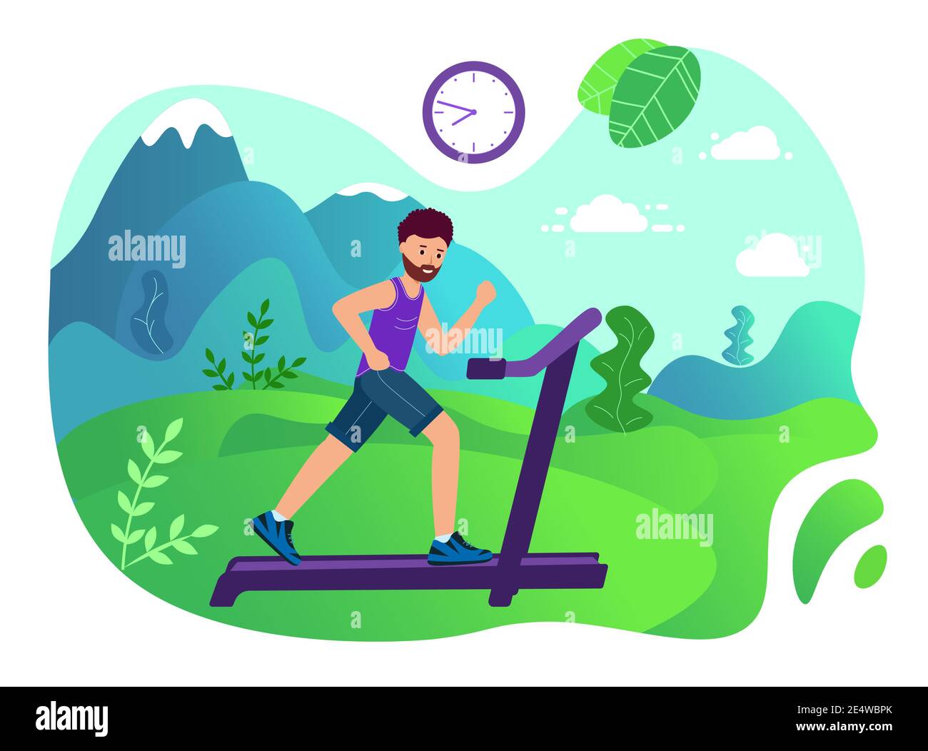 Active people running distance, cartoon characters. Healthy lifestyle concept, summer outdoor. Man sport. Vector illustration in modern flat style. Stock Vector