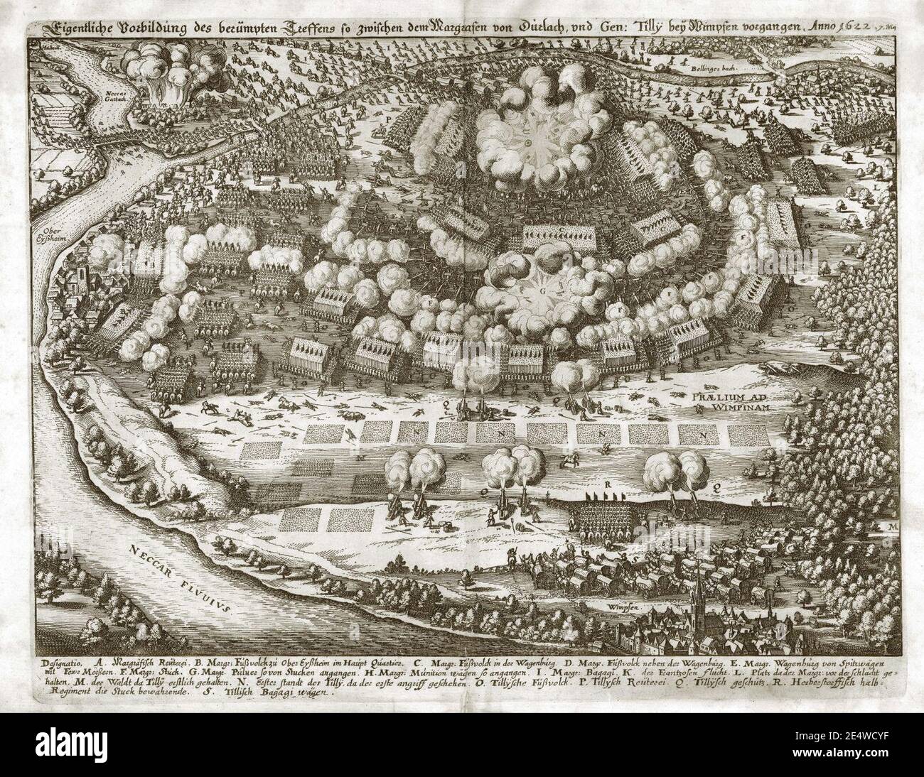 Merian Theatrum Europaeum Schlacht bei Wimpfen 1622. Stock Photo