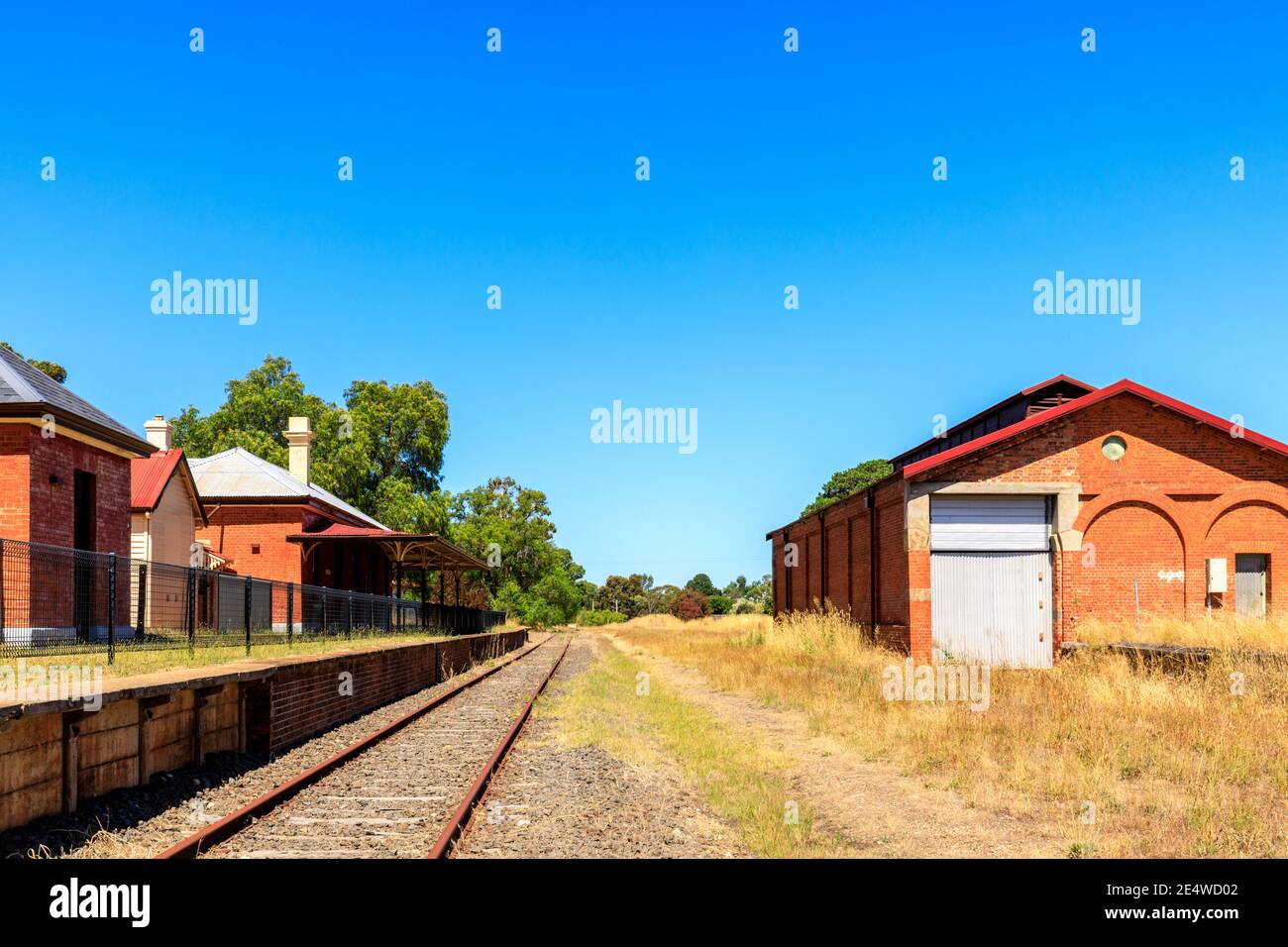 Newstead railway station, abandoned train line, Victoria, Australia