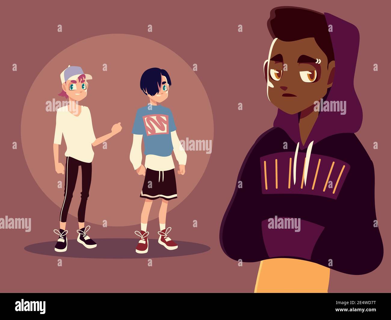 young men characters youth culture fashion outfit vector illustration ...