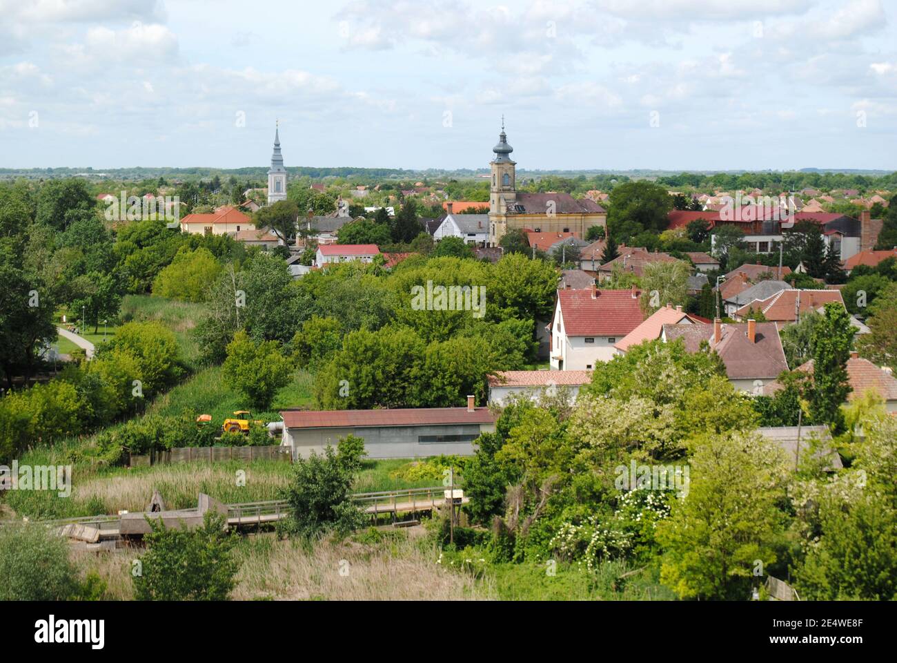 View of Poroszló, a typical Eastern Hungarian village in Summer. Stock Photo